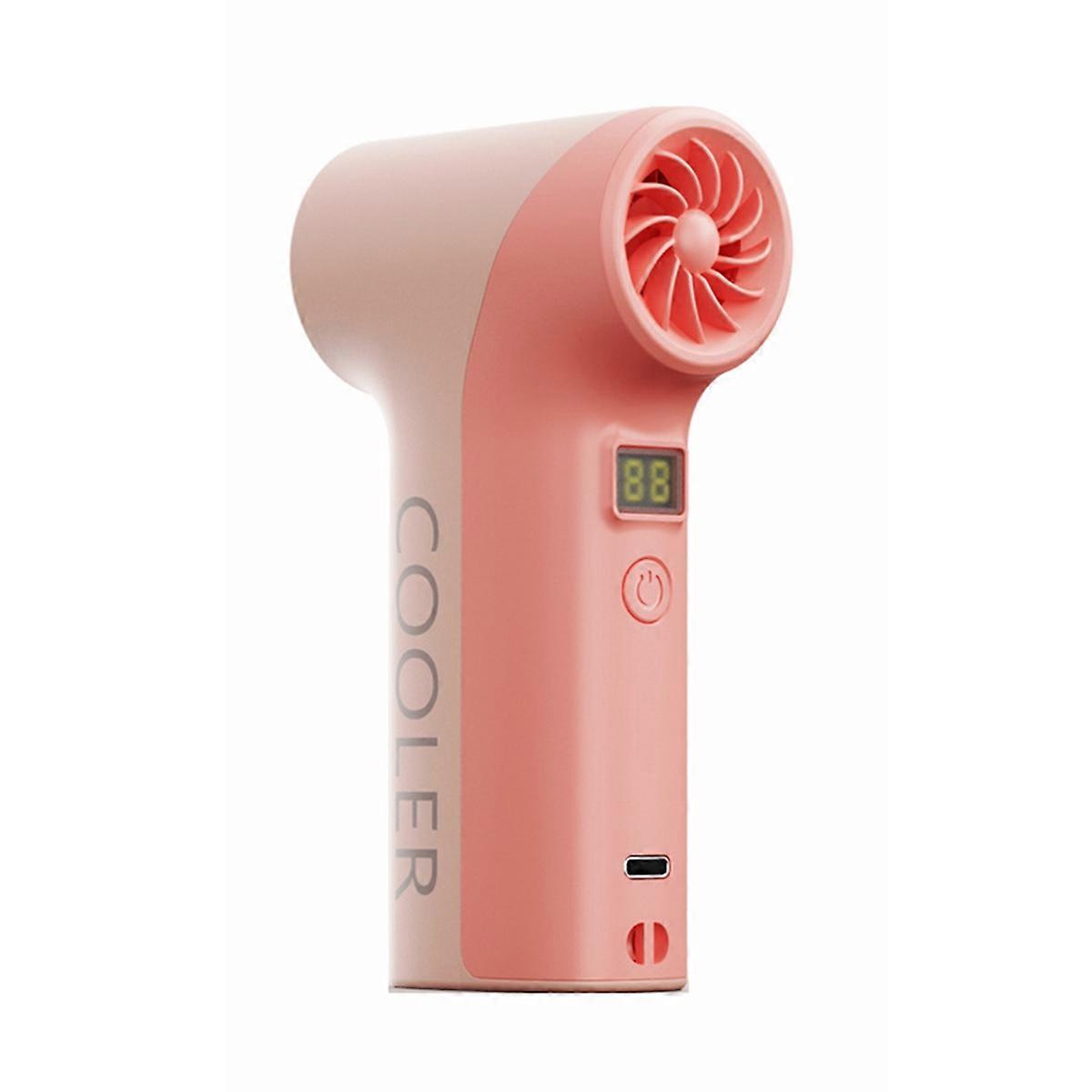 Mini Handheld Turbo Fan 5-Speed Adjustable Digital Display Portable Electric Fan for Outdoor Pink