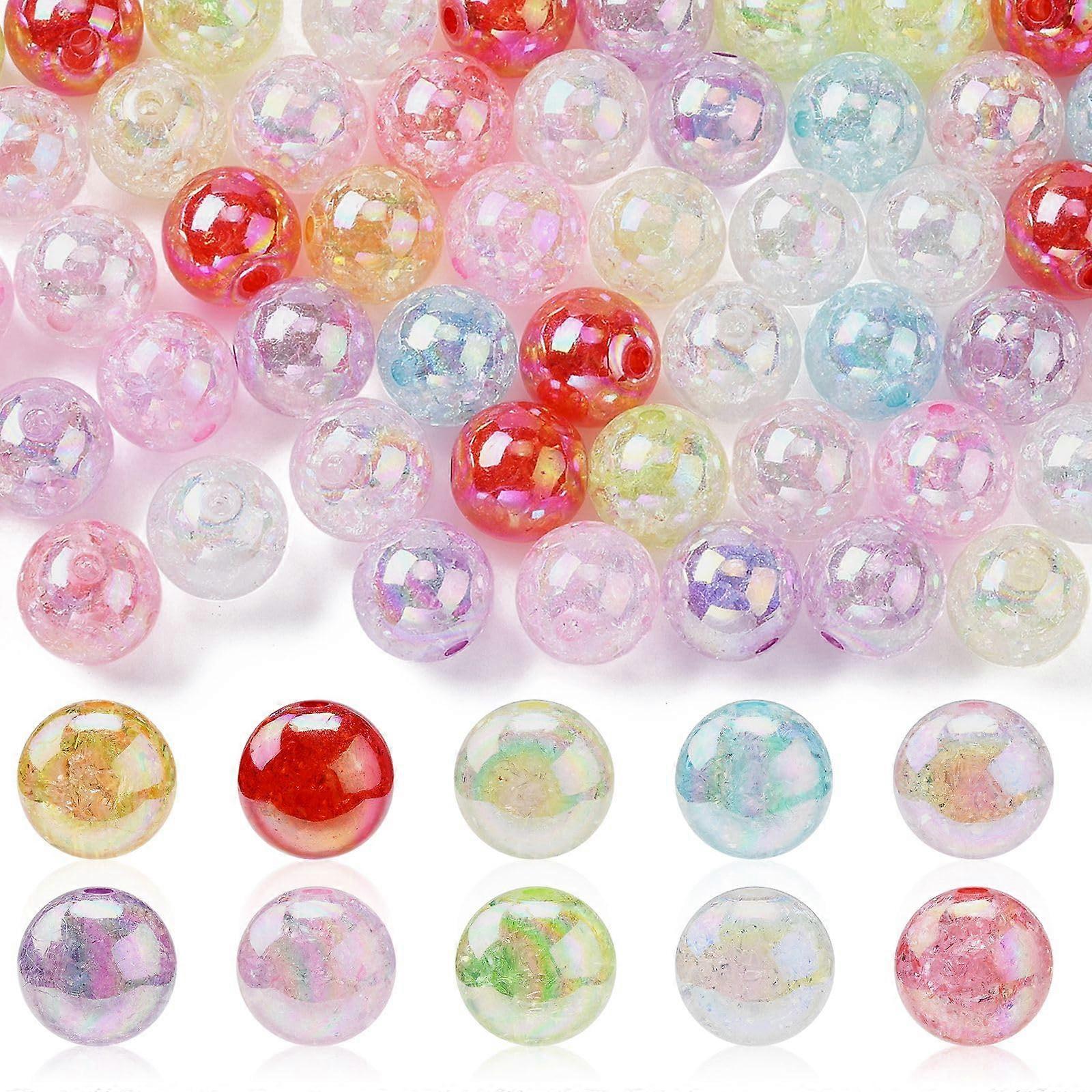 100 Pcs 15.5mm Transparent Crackle Acrylic Round Beads for Jewelry Making DIY