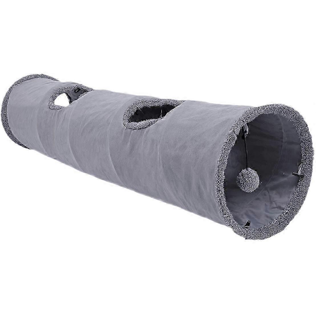 Collapsible Cat Toy with Crinkle Hideaway Tunnel & Ball, Interactive Play Tent for Indoor Pets, 12in Diameter