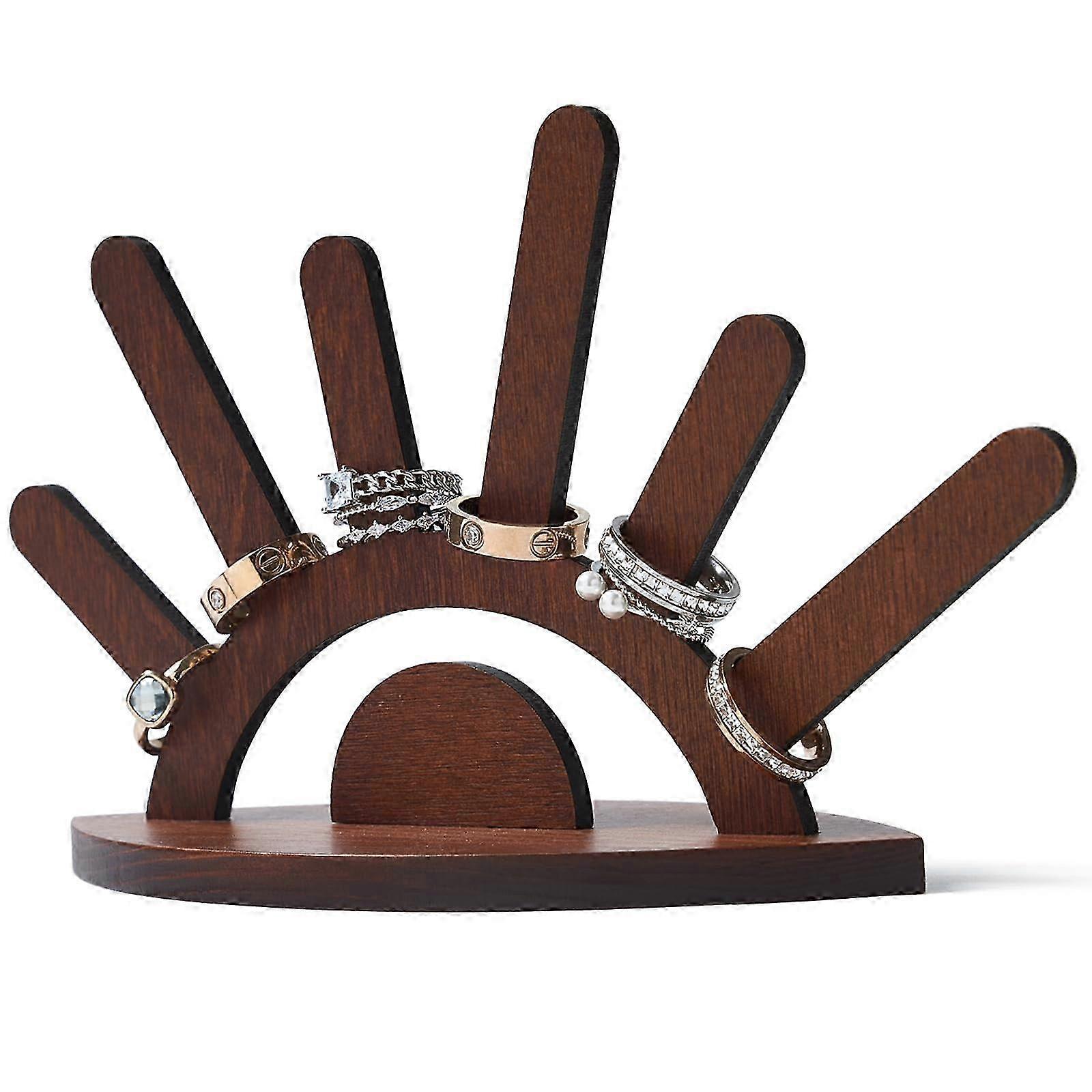 Wooden Evil Eye Ring Display Stand - Practical Gift Design