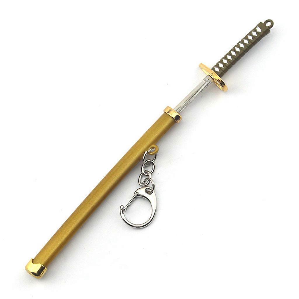 Sword Keychains Japanese Knife Sword Weapon Keyring Metal Model Keychain Gift Action Figure Arts Keychain (Sword)  Yellow