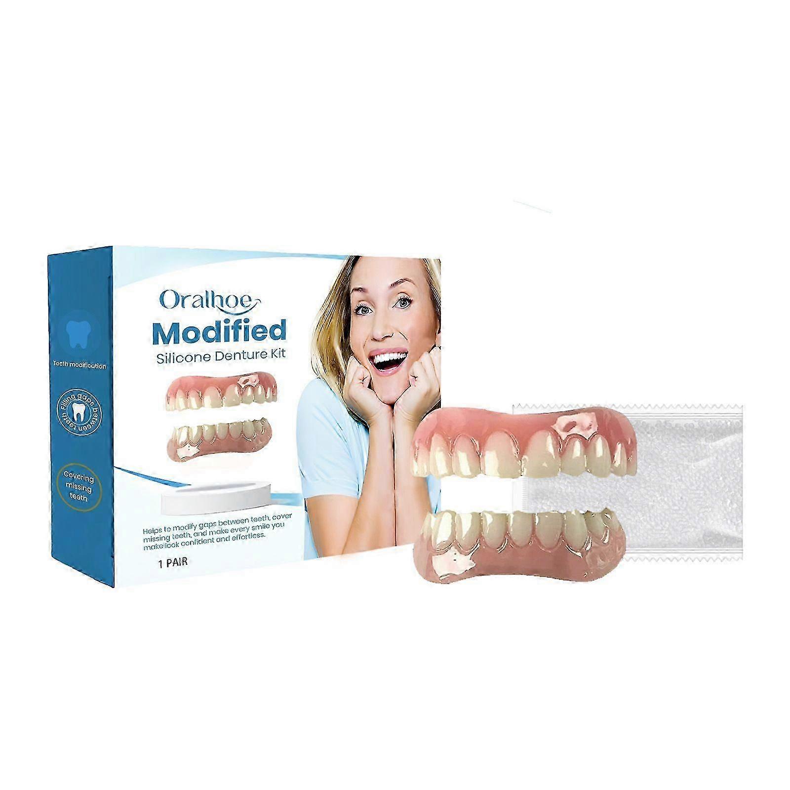 Oralhoe Modified Teeth False Teeth Set Beautiful Tooth Denture Modified Teeth Seam Correction Teeth False Teeth Set