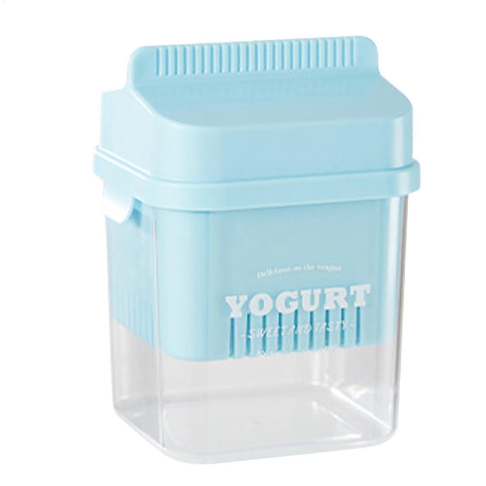 yogurt filter, pressure filtration sieve with lid, finemeshed basket blue