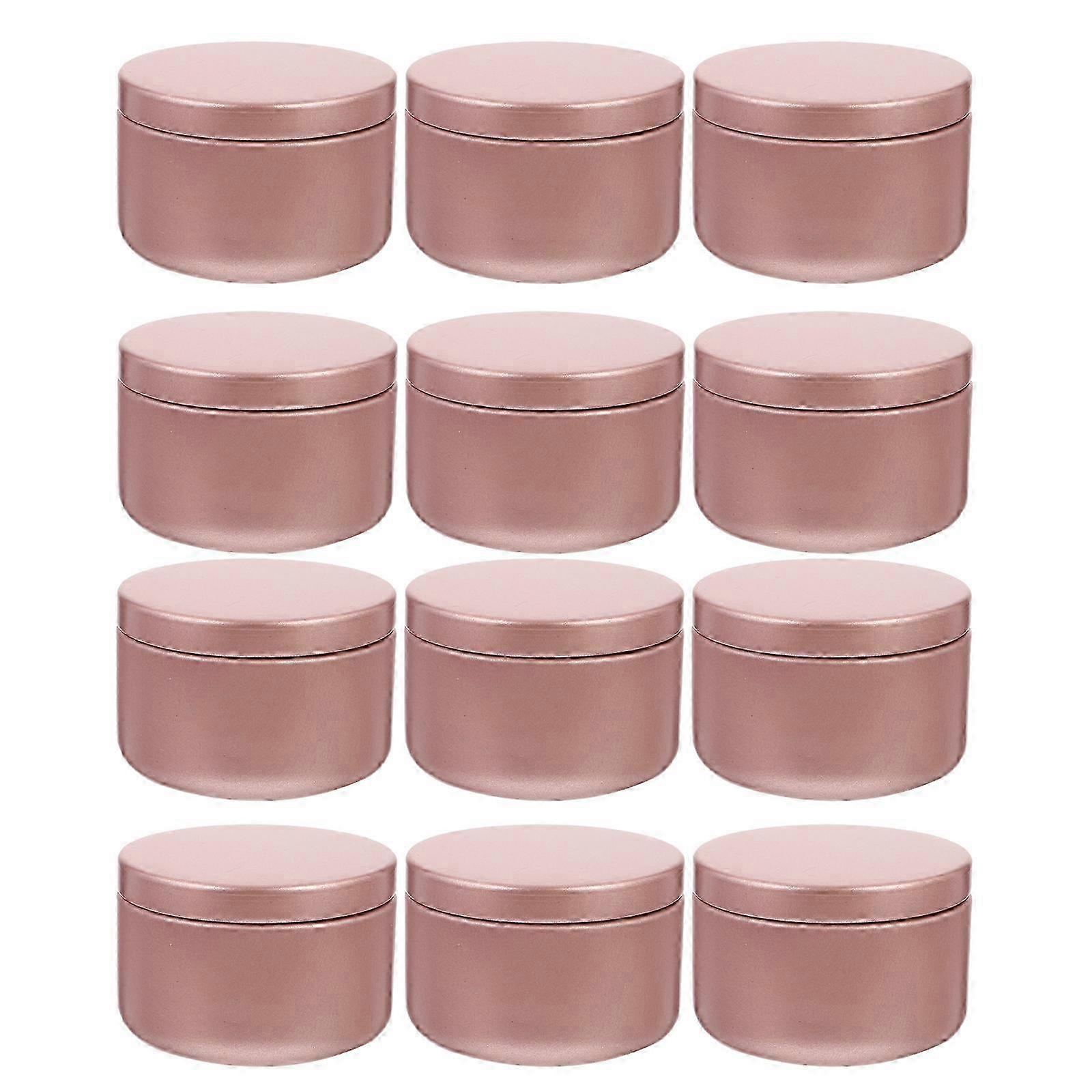 12kpl vaaleanpunaiset pyöreät metallikynttiläpurkit 50ml matka-astiat 5,2X3,5cm