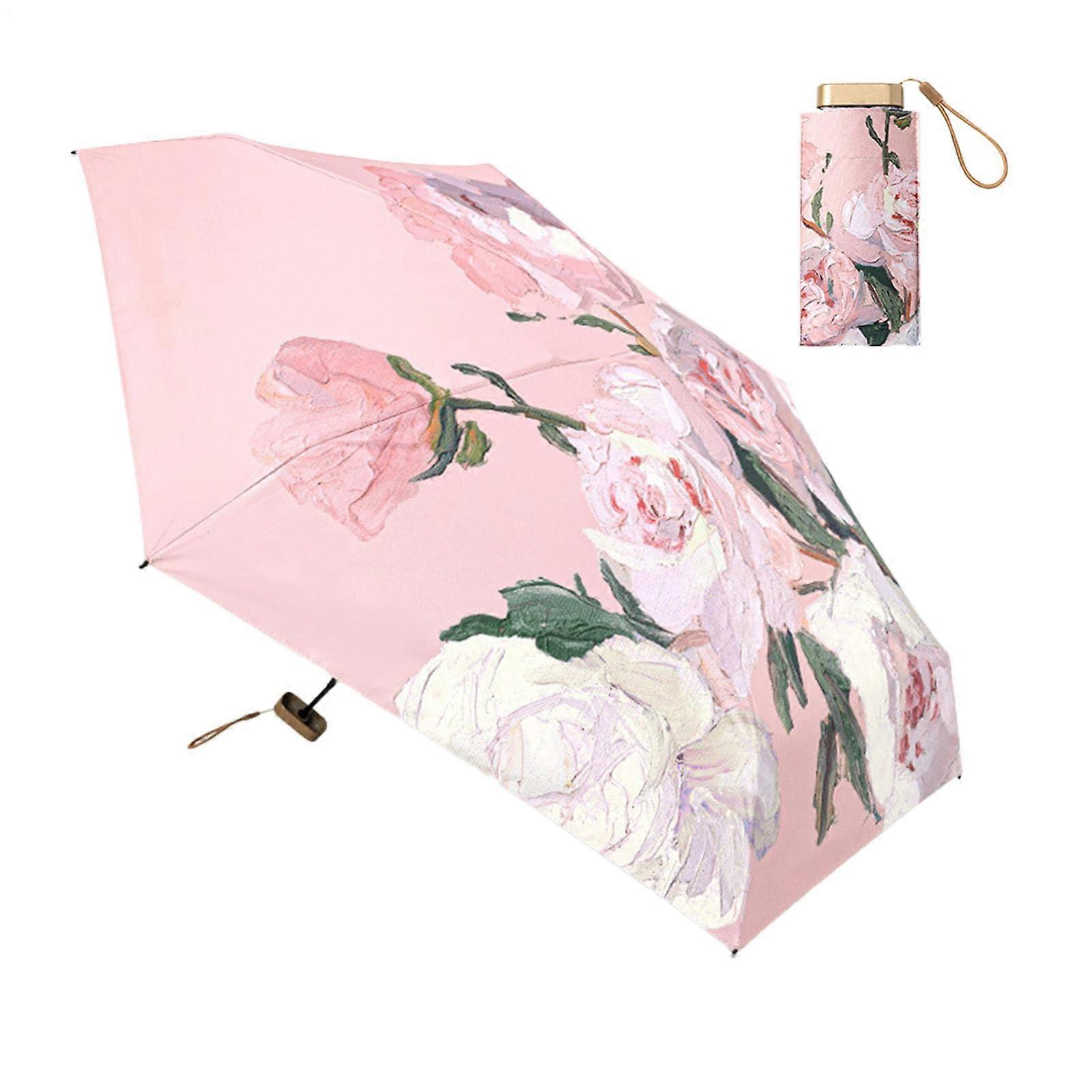 Generic Sun umbrella, Flower pattern, portable, UV protection, dual use, lightweight, foldable