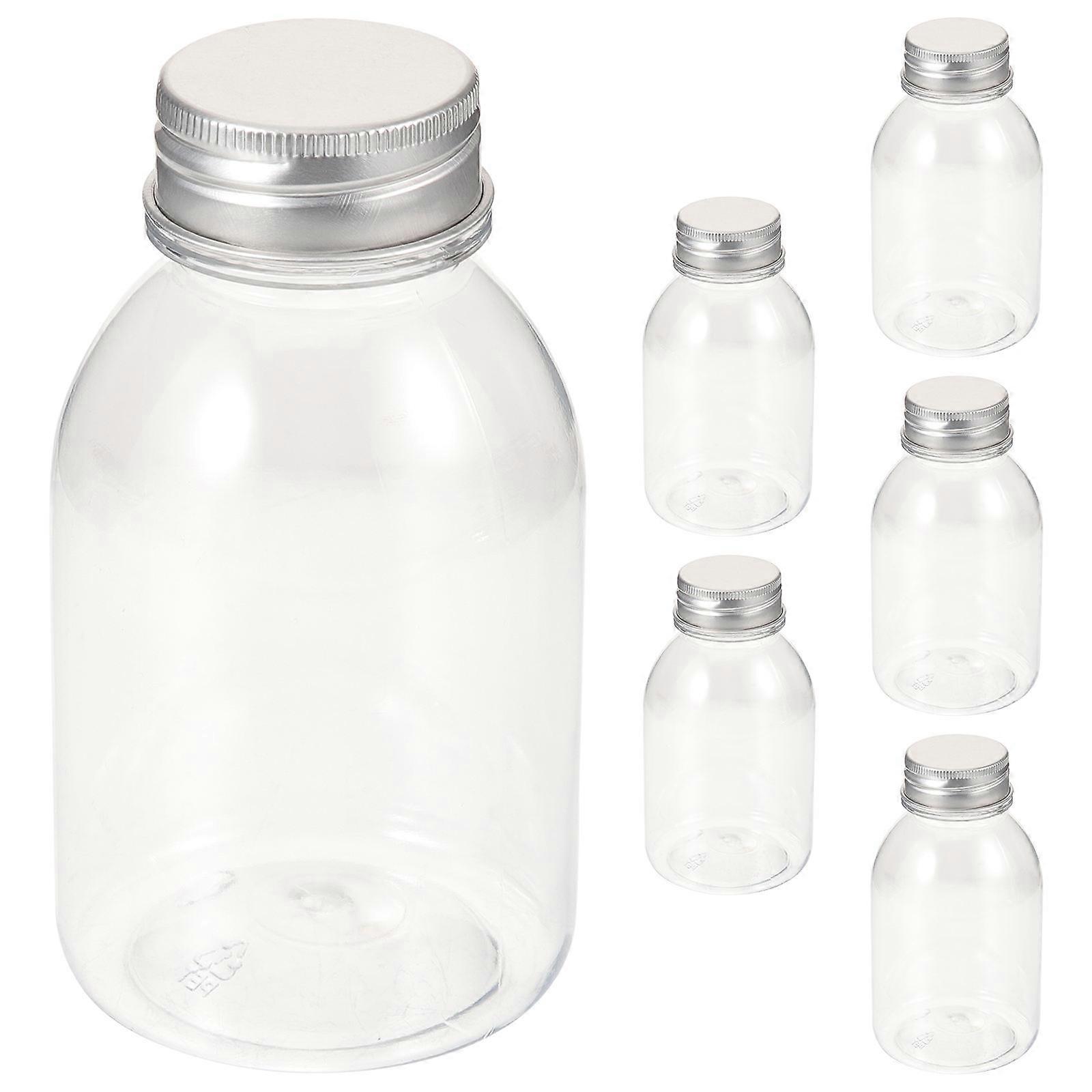 Milk Bottle Transparent Plastic Milk Bottles for Storage 6Pcs Set