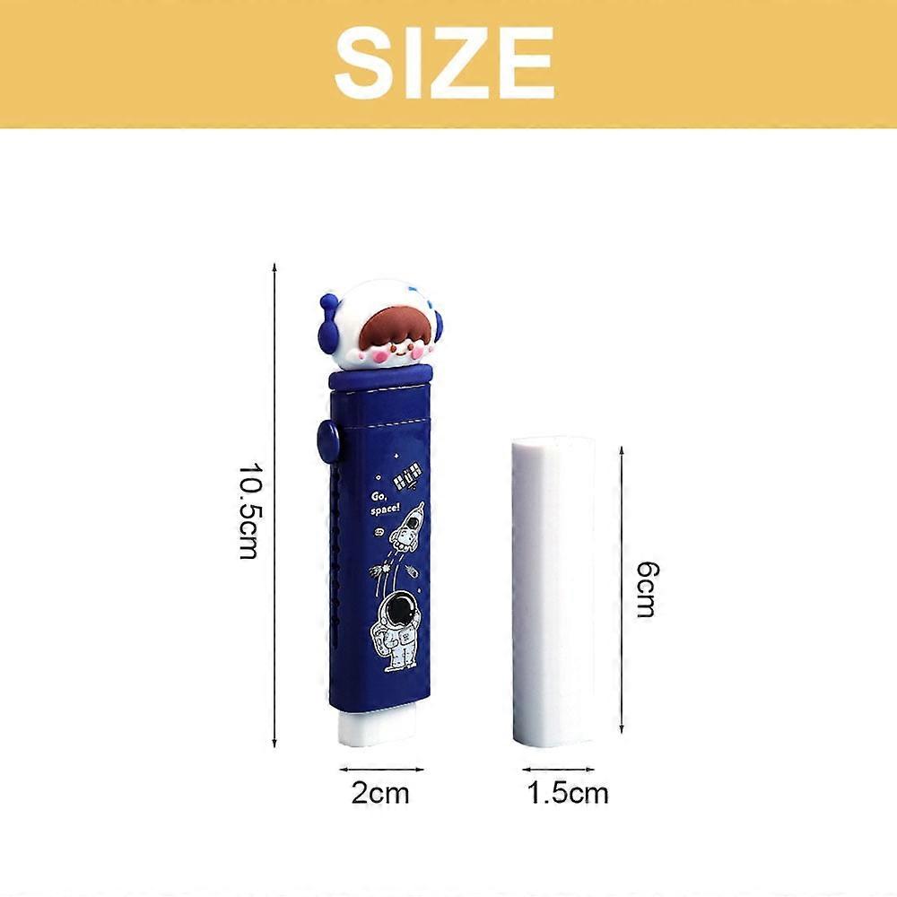2pcs push pull rubber eraser cute cartoon with two replacement cores