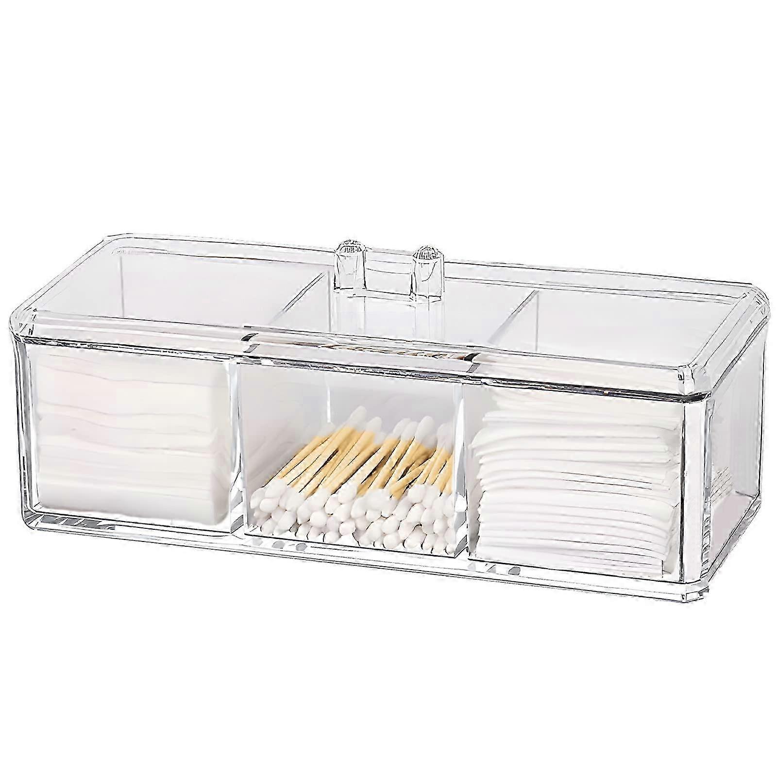Klar akryl Qtip-holder og bomullsputearrangør for bad