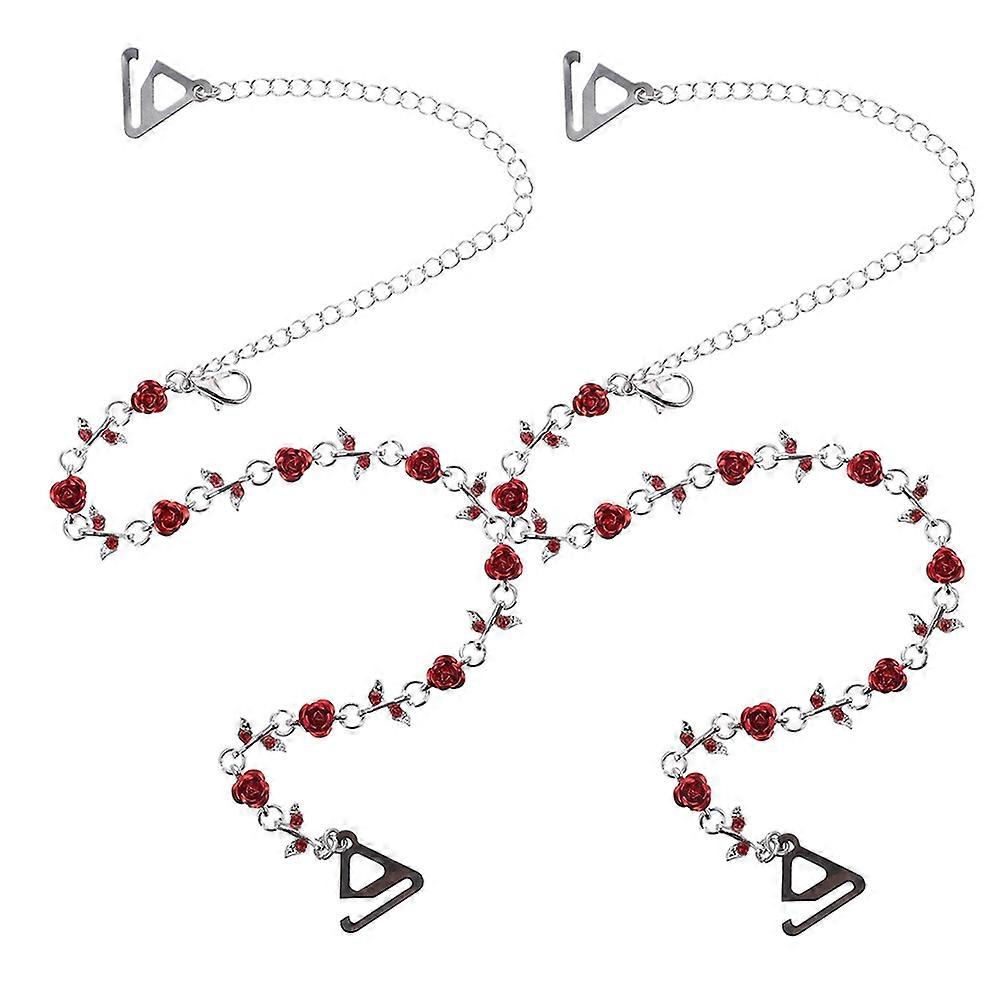 Adjustable Rhinestone Rose Design Non Slip Decorative Straps for Women's Undergarments – Easy to Use and Replace