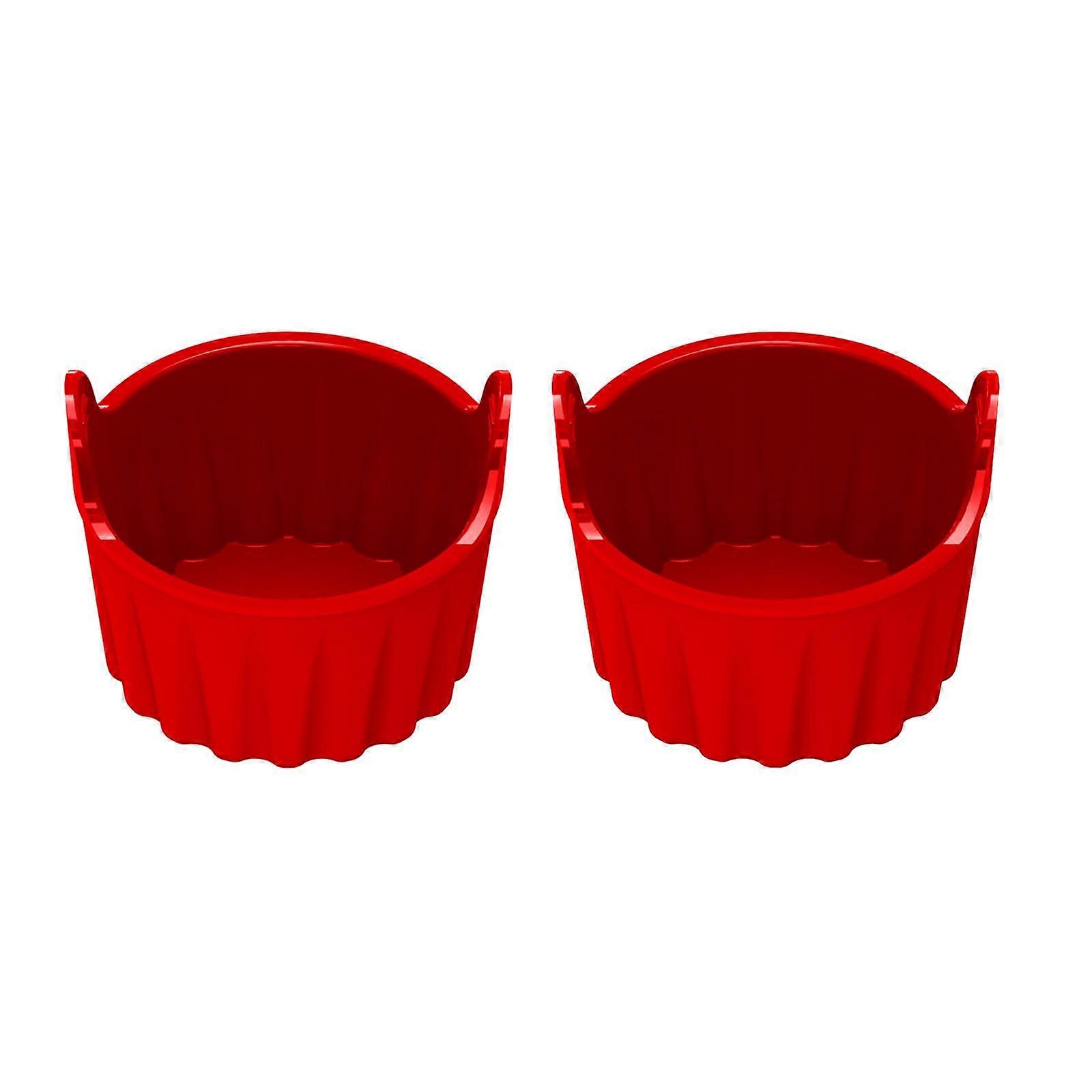 Air Fryer Silicone Egg Molds Set - 2 Easy-To-Use Red Cups for Baking and Cooking Eggs, Compatible with All Air Fryers