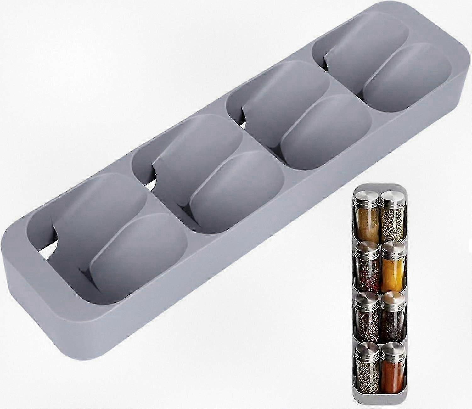 2025 8-Grid Kitchen Spice Drawer Insert for Home Pantry Organization