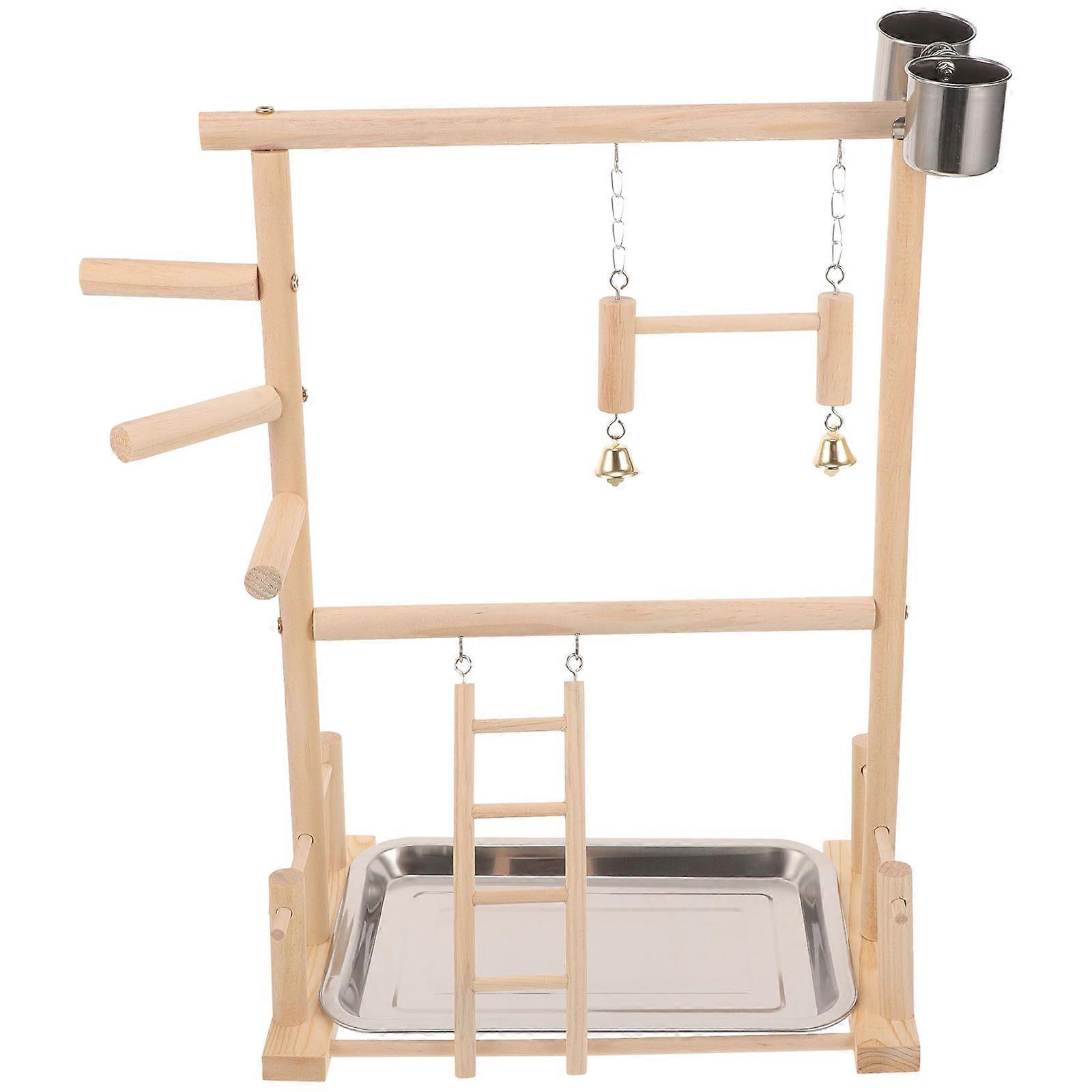 Bird Playgrounds Multi-Level Structure Parrot Playground Perch Stand Pet Owners Simple and Fresh Color Wood Develop Intelligence 1Set