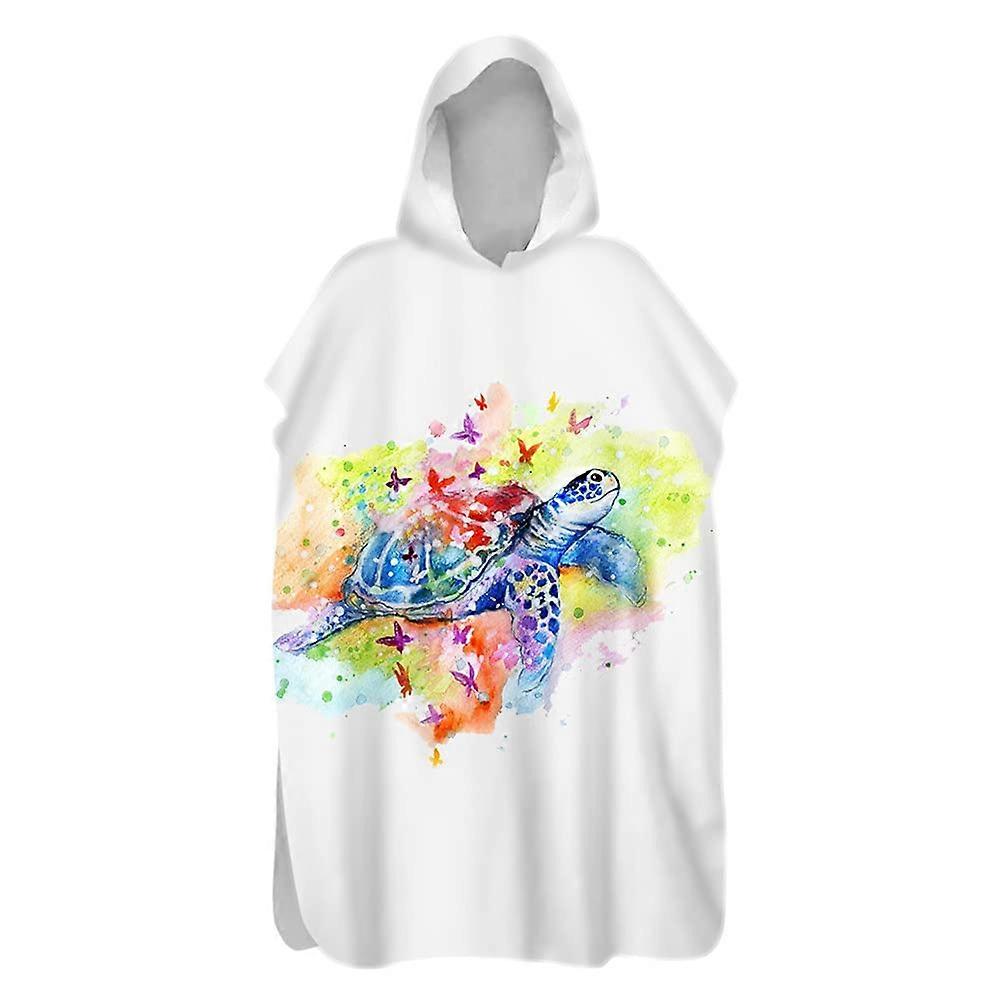 s Bath Poncho with Hood, Turtle Print, Microfibre Towel, QuickDrying for Swimming, Beach 80x110cm
