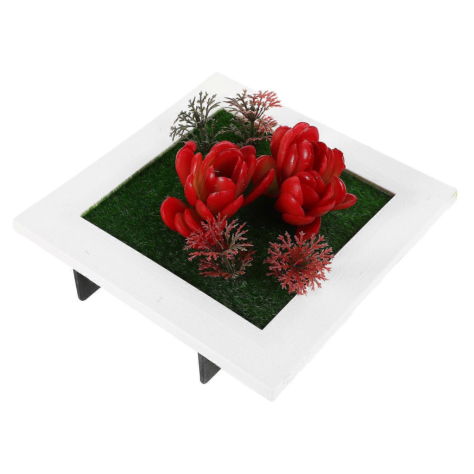 Artificial Succulent Plant Frame for Wall Mounted Decor Red Plastic