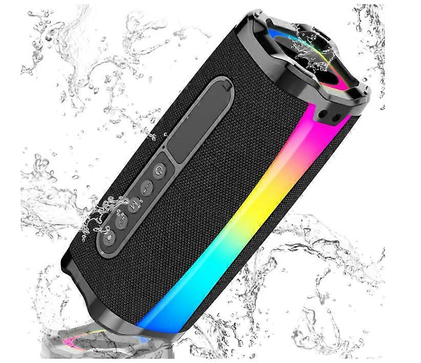 Portable Bluetooth Speakers, 20W Wireless Speaker with HD Loud Stereo Sound, 18H Playtime, Bluetooth 5.1, RGB Lights, FM, IP7 Waterproof Speaker(Black