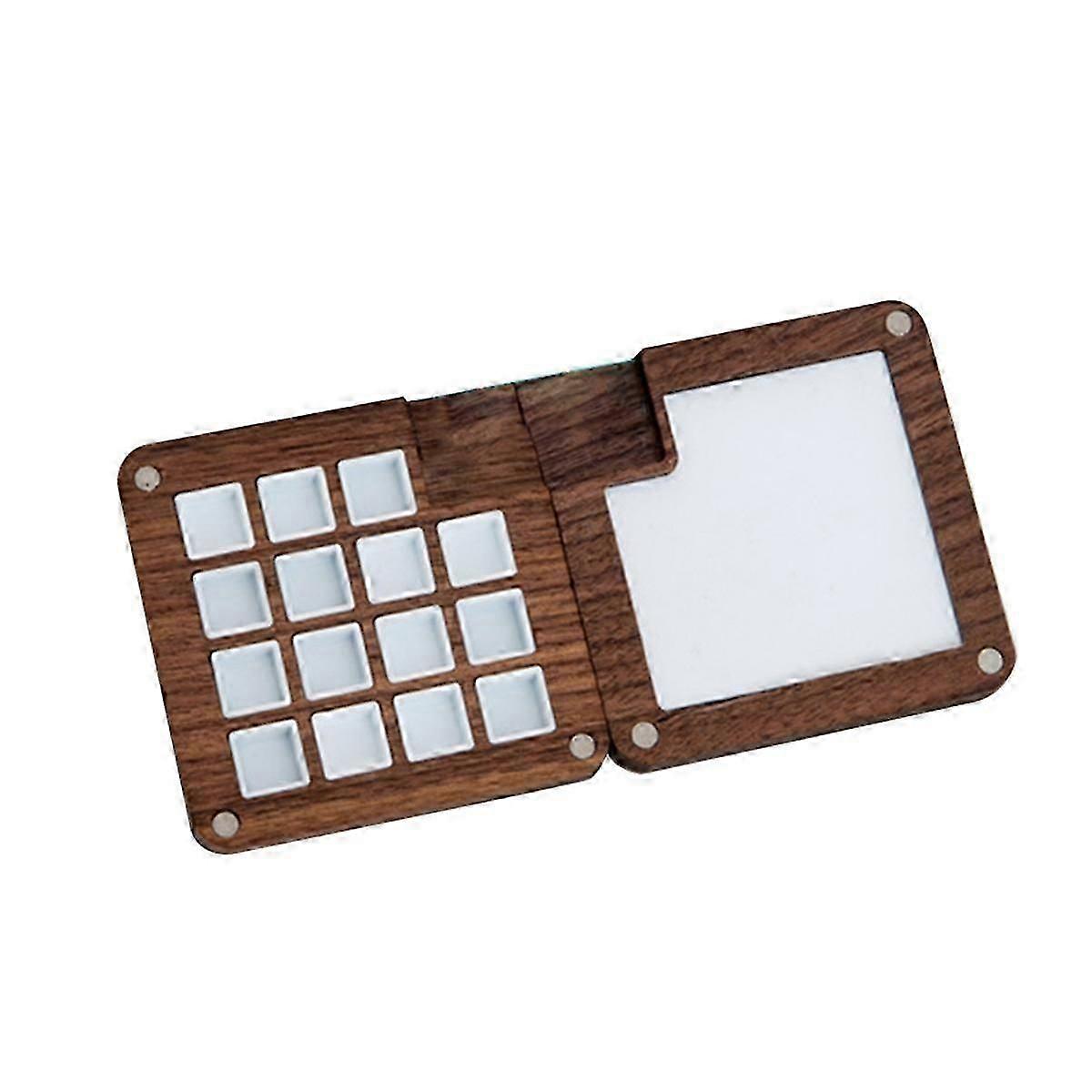 15 Color Wood Sketchbook Palette, Wooden Color Palette Box, Watercolor Palette with Clip