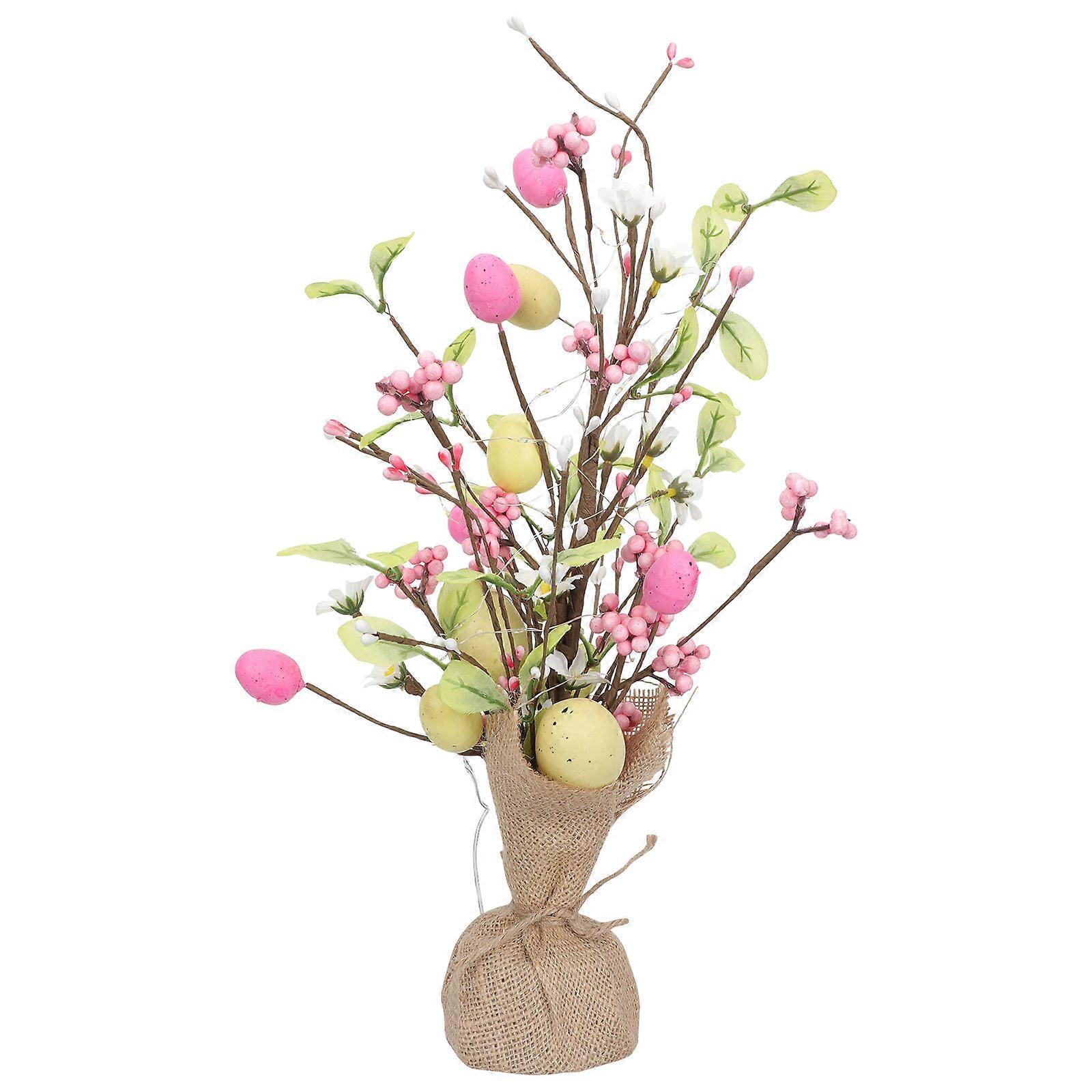 Decorative Eggs For Tree Glowing Easter Egg Branch Decoration Easter Festival Multi 45x30cm 1Set