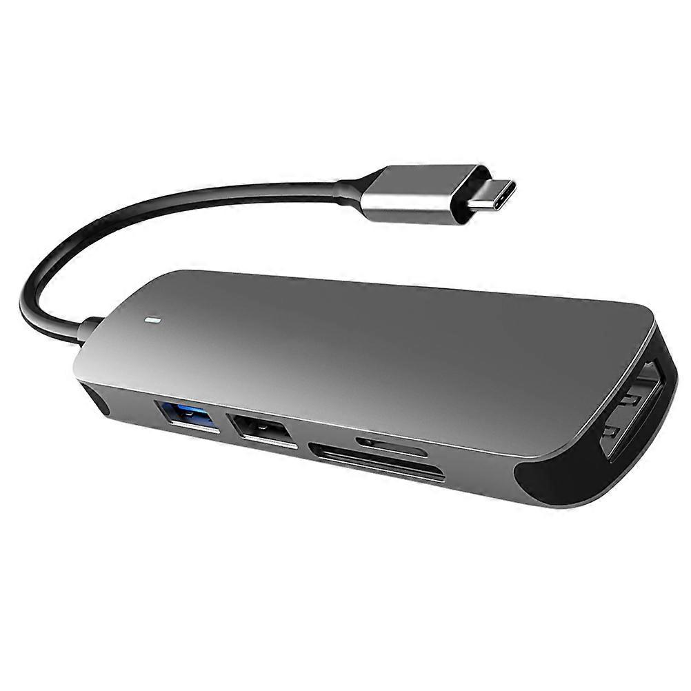 Type-C USB Hub Aluminum Alloy 5-In-1 Ports 4K Video Output For Tech Users Professionals Rectangular 1Pcs