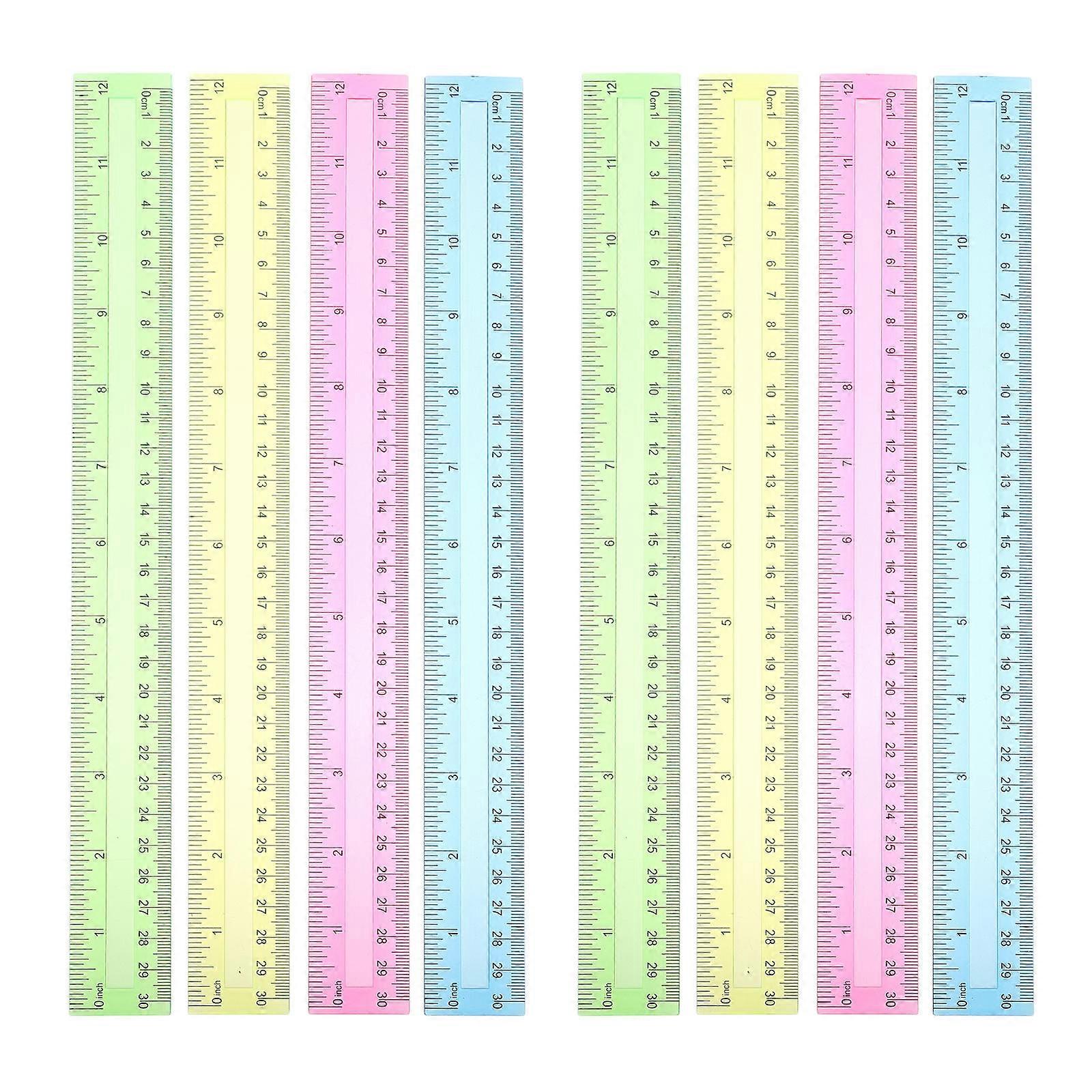 Righelli di misurazione Righello in plastica trasparente per uso domestico e ufficio 12,38X1,38 pollici 16 pezzi