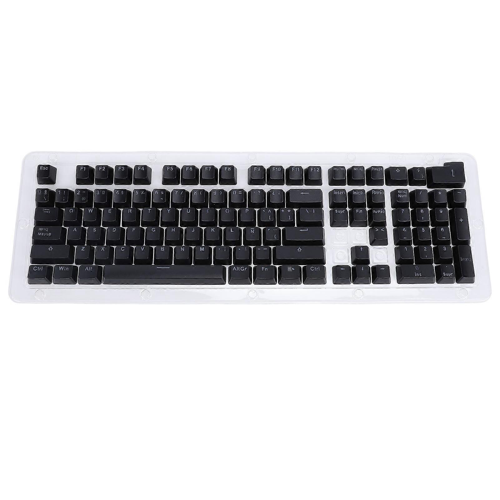 Spanish Keyboard Keycaps 108 Keys, Minimalist Mechanical Keyboard Keycaps for 61, 64, 68, 84, 87, 96, 98, 100, 104, 108 Key Keyboards, Black