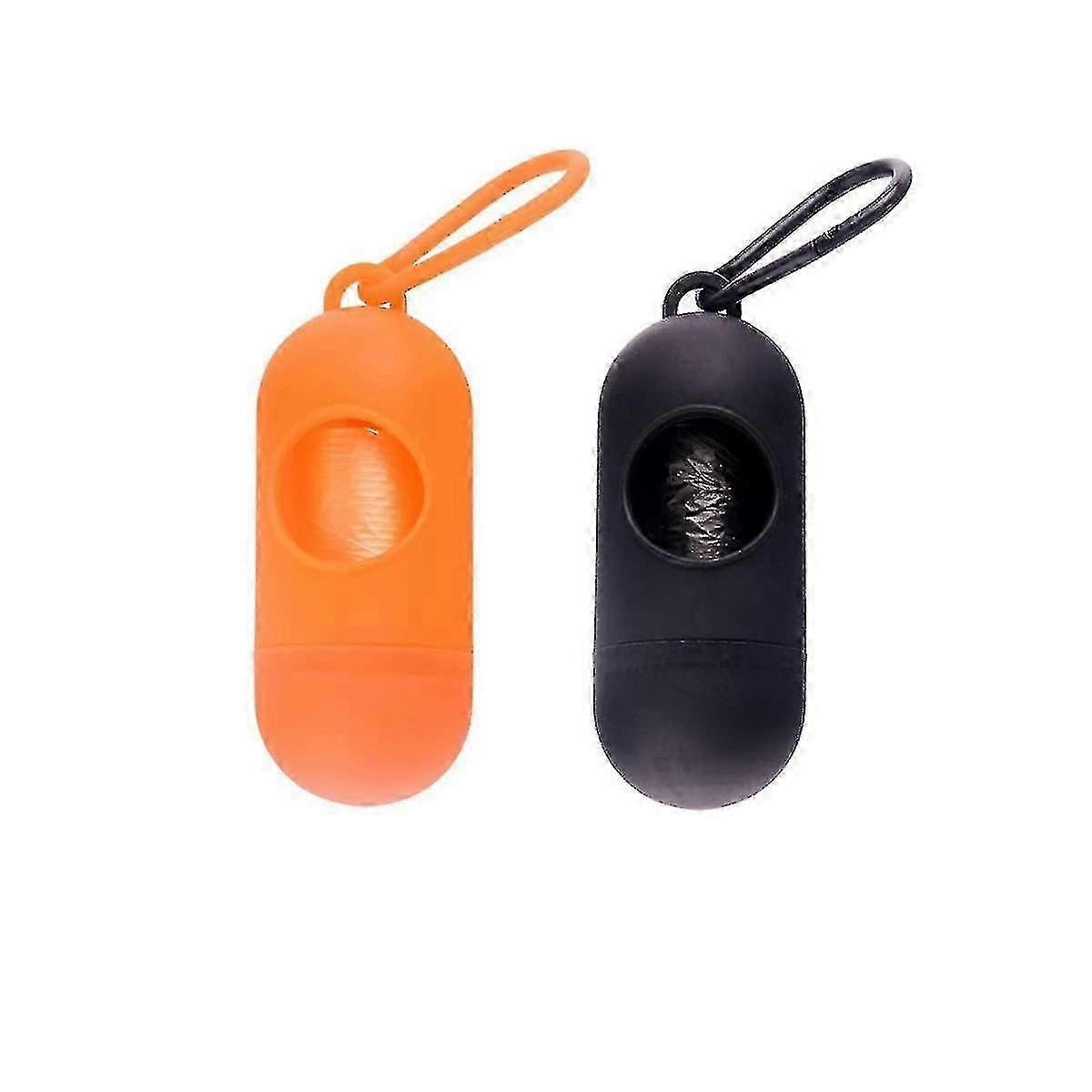 2stk hundeaffaldsposer dispenser kæledyr afføring pose holder (sort, orange)