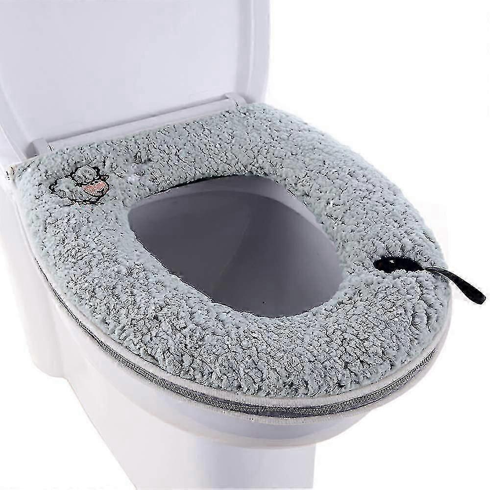 Warm Plush Washable Thicken Toilet Seat Cover Pads Mat With Handle And Zipper