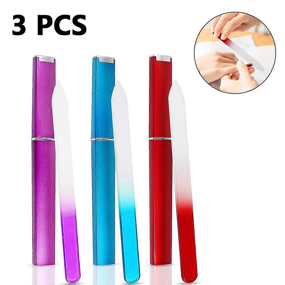 Glass Nail Files, Gradient Crystal Nail Files with Jars