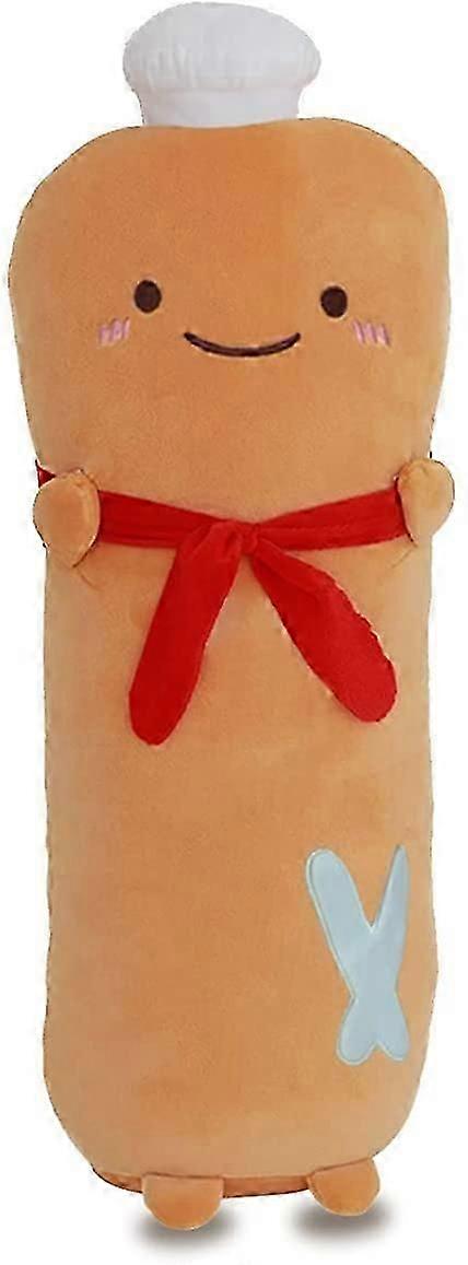 Simulation French Baguette Toast Sliced Shape Plush Pillow with Red Scarf, Soft Lumbar Back Cushion Funny Food Plush Stuffed Toy (Baguette B)