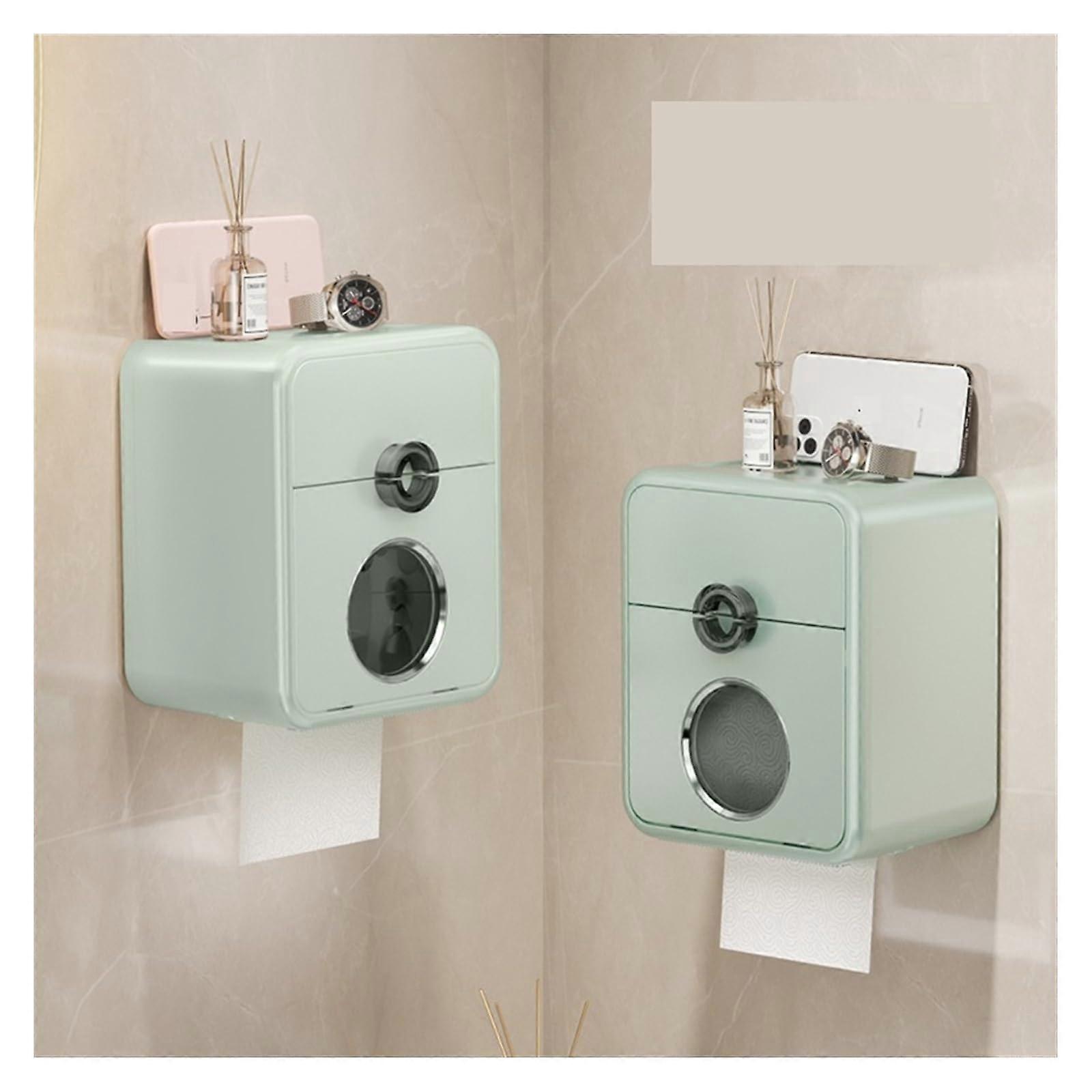 Wallmounted paper holder box, bathroom organizer, drill tissue box (Style F)