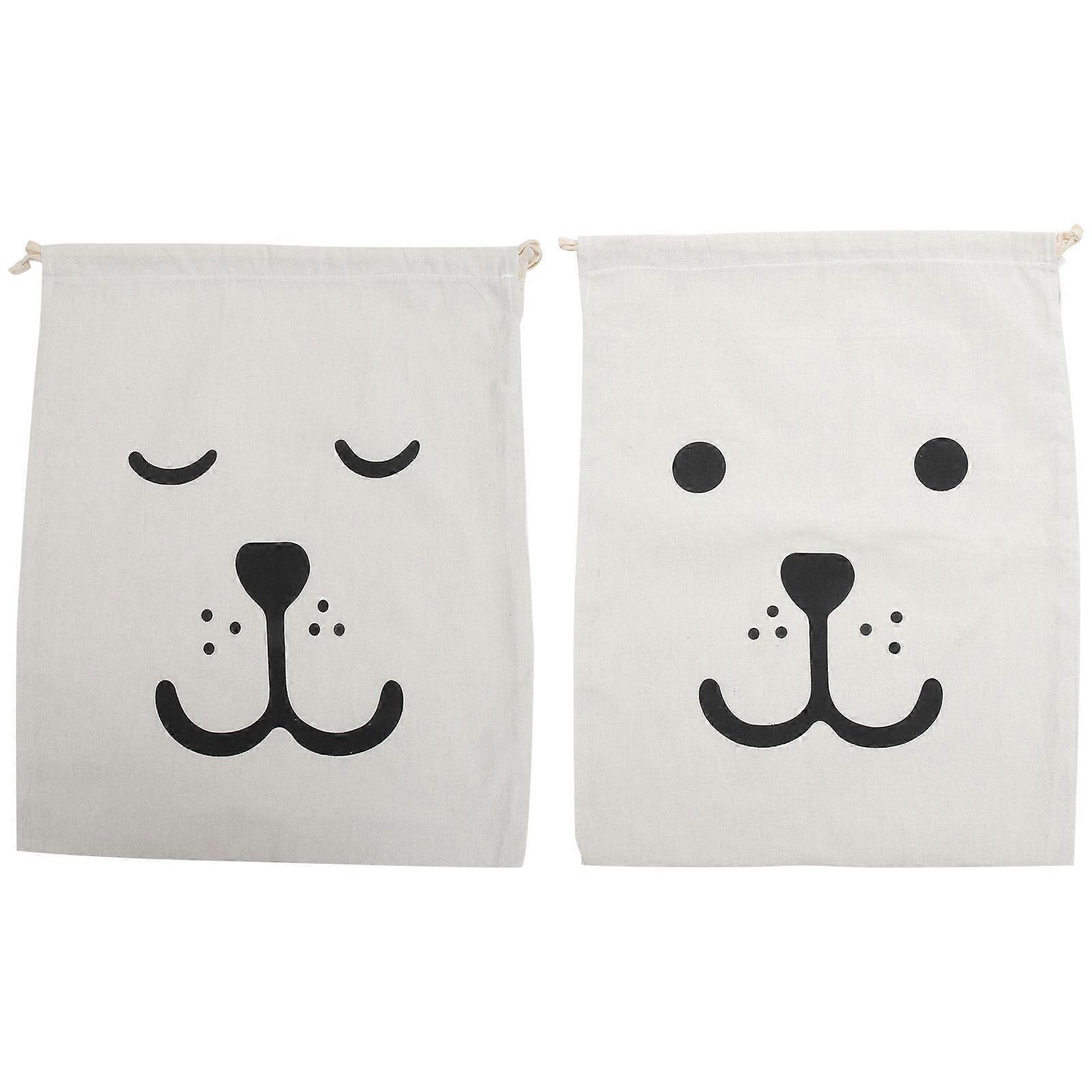 Large Laundry Bag Multi-Functional Drawstring Bag For Daily Sundries Beige 62X40CM Foldable 2Pcs