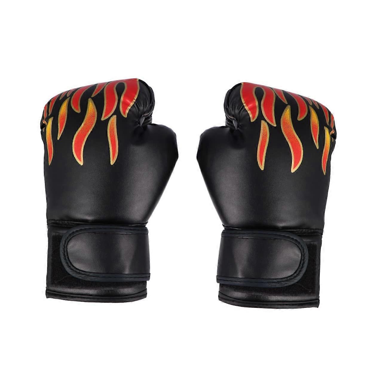 Boxing Gloves with Flame Pattern Training Mittens for Taekwondo and Kickboxing