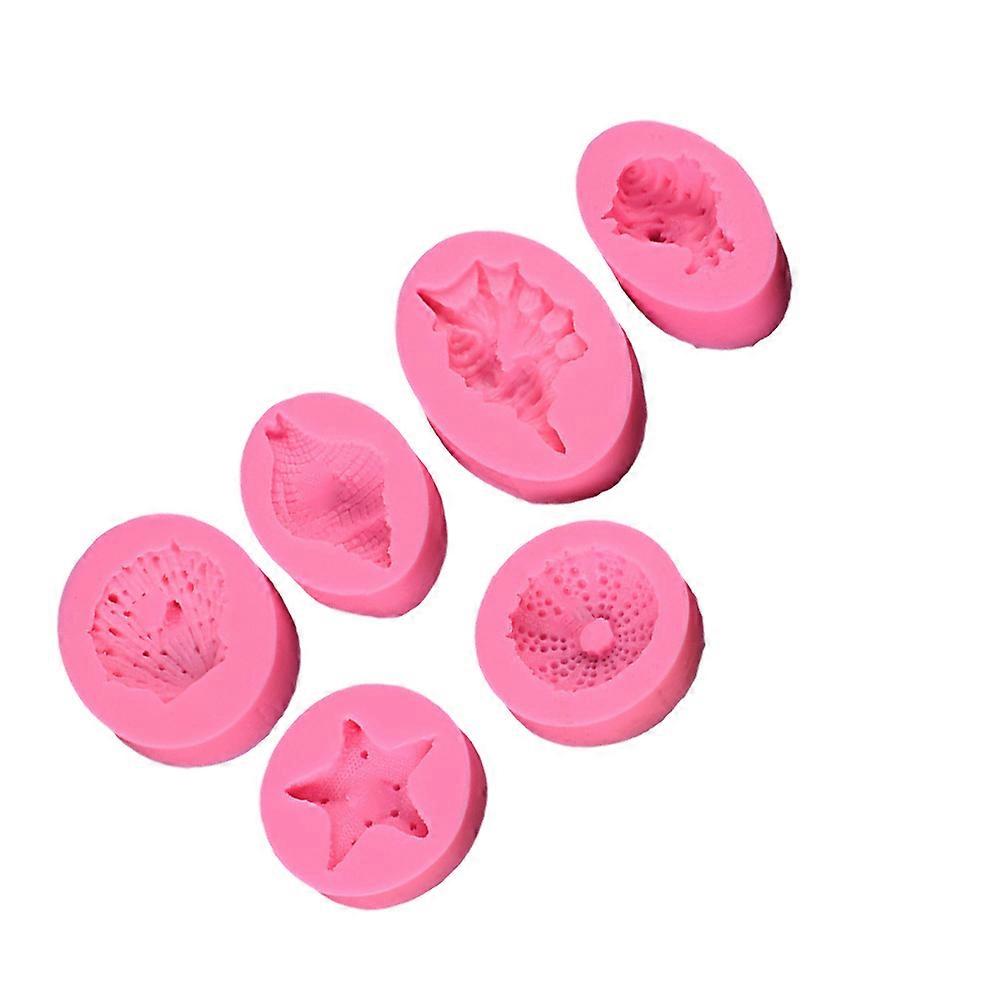 Biscuit Mold Handmade Design Safe for Food Silicone Cake Moulds Pink 8.2x5x3cm 6Pcs