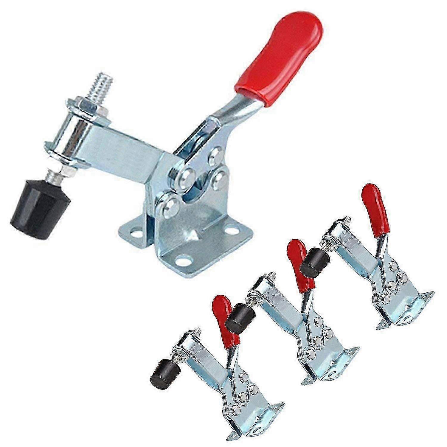 Quick Release Toggle Clamp Set, 4-Piece, Fast Grip Non-Slip, 198lb Capacity, Low Profile Vertical Removal, Sturdy Zinc