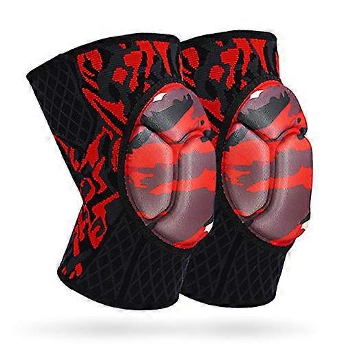 Knee Protector Sleeve 2-Pack With Patella Foam Support For Basketball And Volleyball, Elastic Knee Pad For Comfort, Red