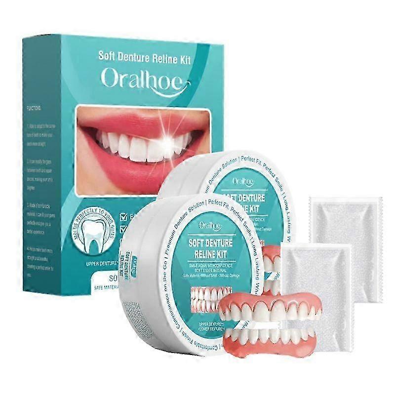 2sets Silicone Relines Kit for Dentures Flexible Denture Soft Liner Denture Relining Kit Comfortable