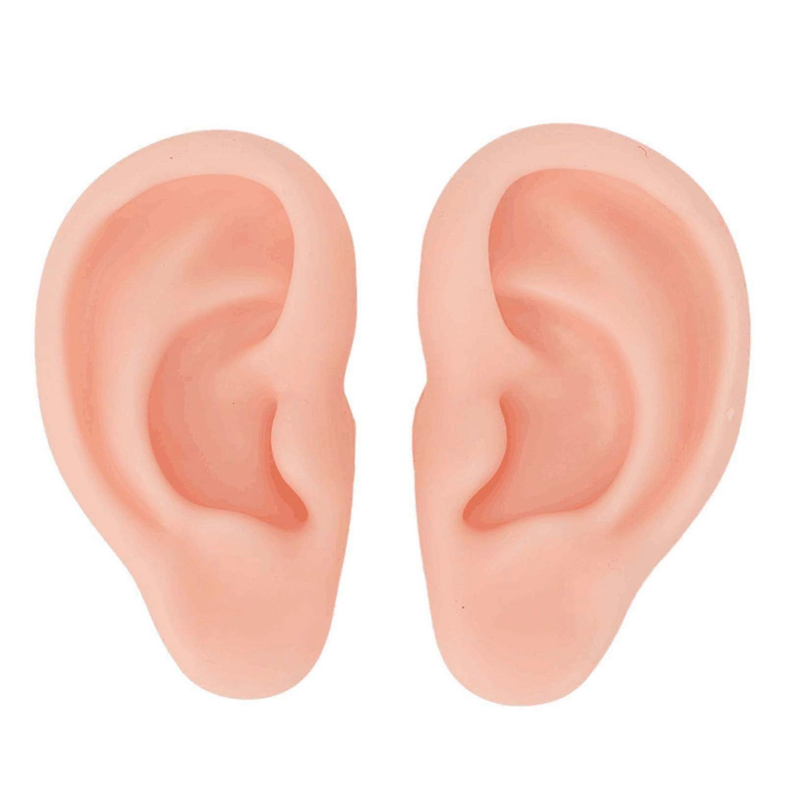 Silicone Ear Model 1 Pair For Piercing Practice, 7 Cm Flesh Color, Simulation Ear Model, Display Prop Teaching Tool