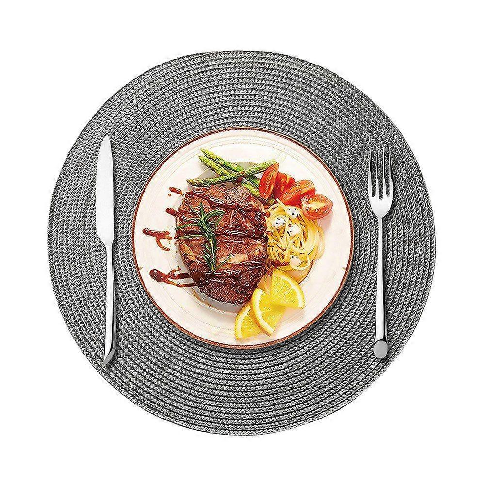 6pcs Round Placemats Set: Heat Resistant Non Slip Woven Table Mats PP Circle Dining Mats For Home Decor Parties Daily Use
