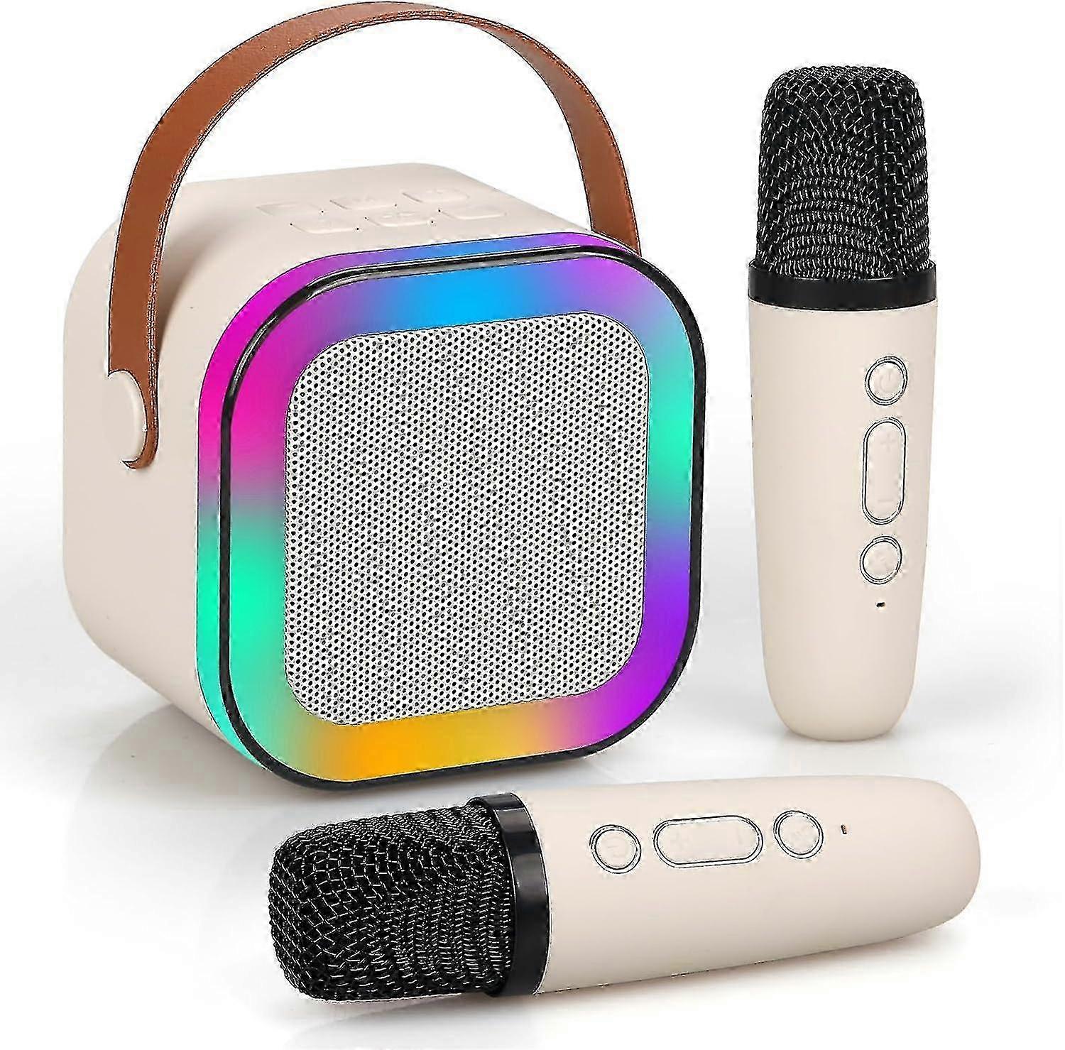 Portable Bluetooth Karaoke Speaker for Kids & Adults with 2 Wireless Microphones and Dynamic Lights, Ideal for Home KTV and Travel