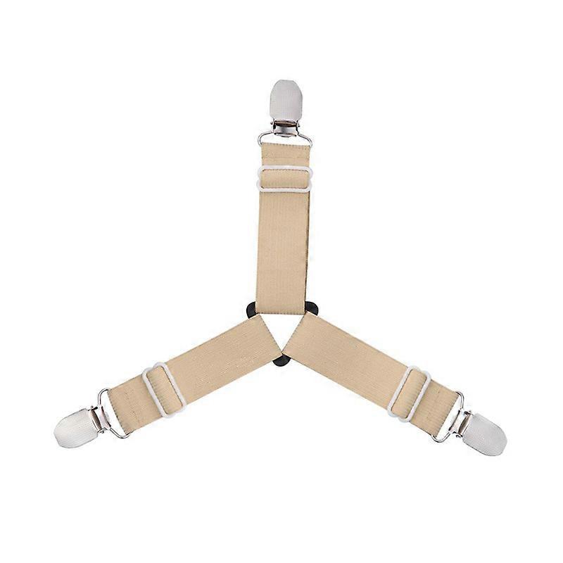 4pcs Adjustable Straps For Sheet Elastic Triangle Tablecloth Curtain Sofa Cover Buckle(Beige)