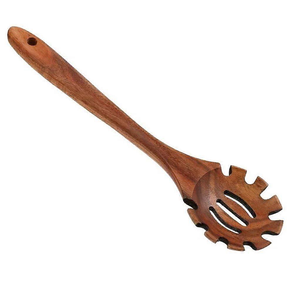 Wooden Noodle Spoon, Long Handle Kitchen Spaghetti Server, Portable Pasta Strainer for Easy Serving and Draining