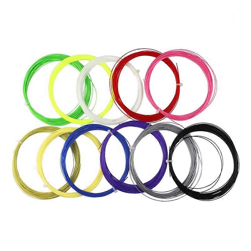 Badminton String Set Assorted Color Badminton Racket 10m Length 0.7mm Diameter High Elasticity Strength 10Pcs