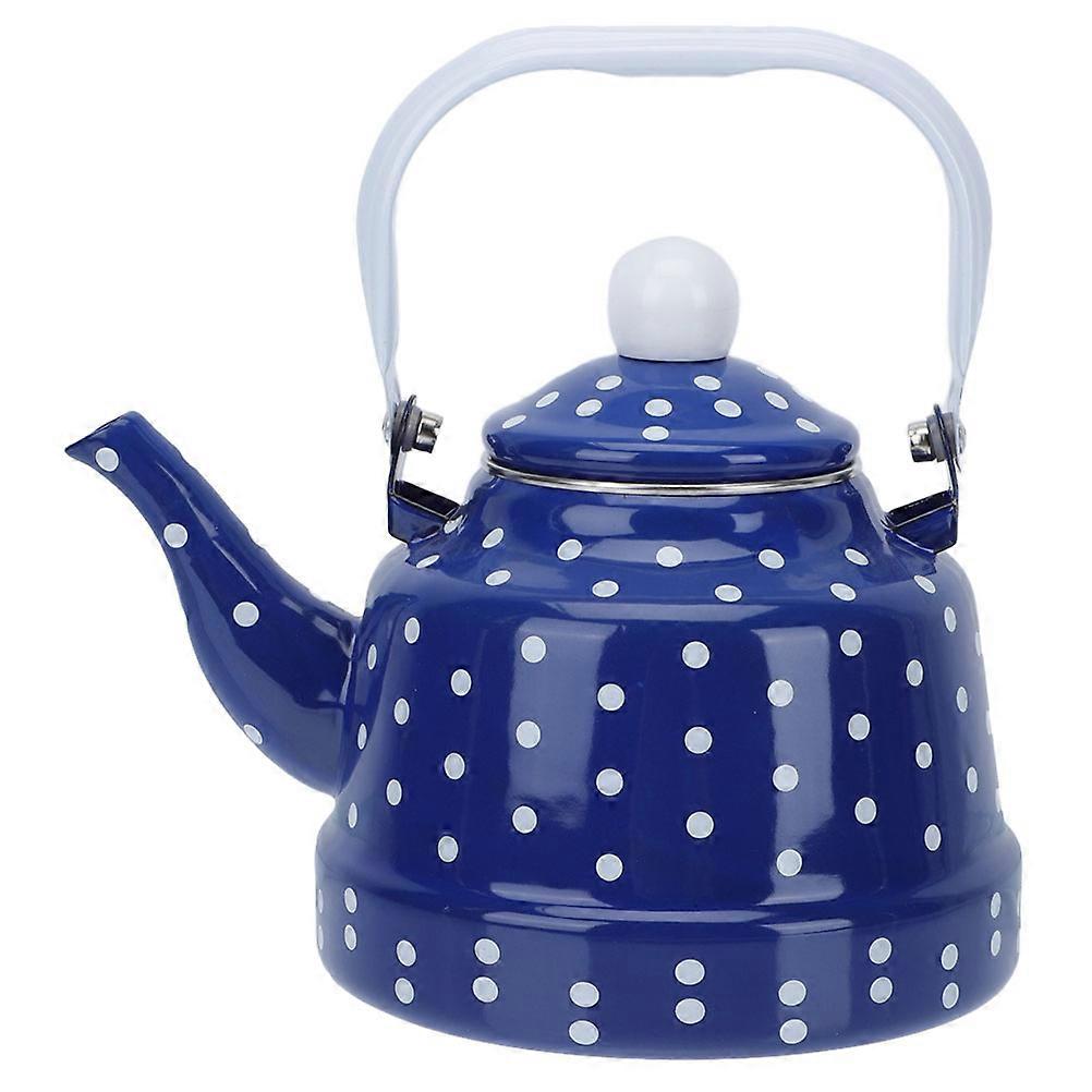 Retro Tea Kettle Enamel Water Kettle Hotel Classic Retro Style Round Body with Handle Brewing Tea 14X14X21CM 1Set