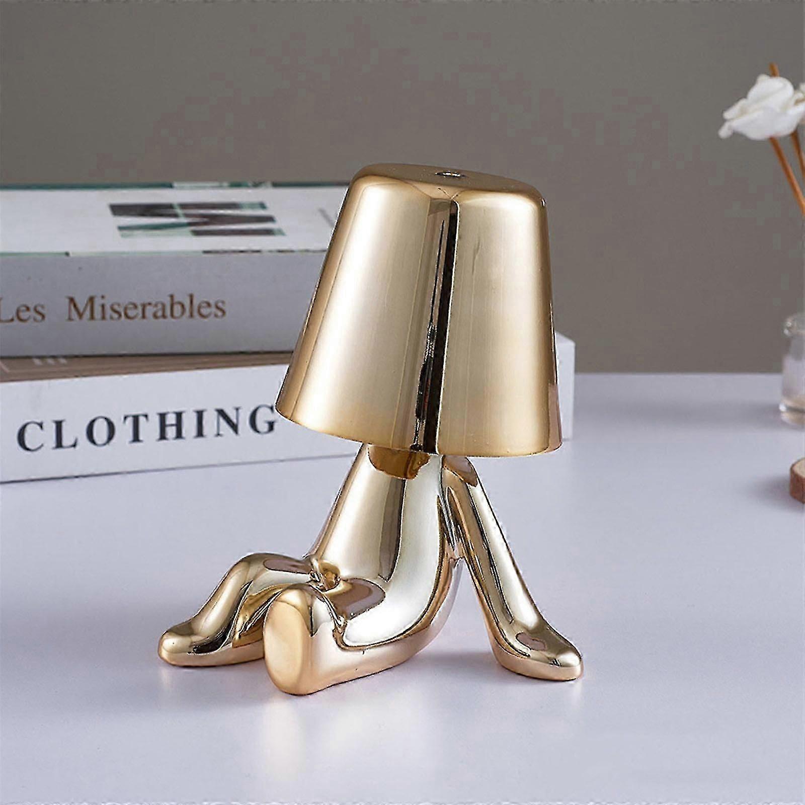 Thinker Lamp, Touch Control Table Lamp, Creative Little Gold Man Thinker Statuia Led Lampa de birou, decorare cadou