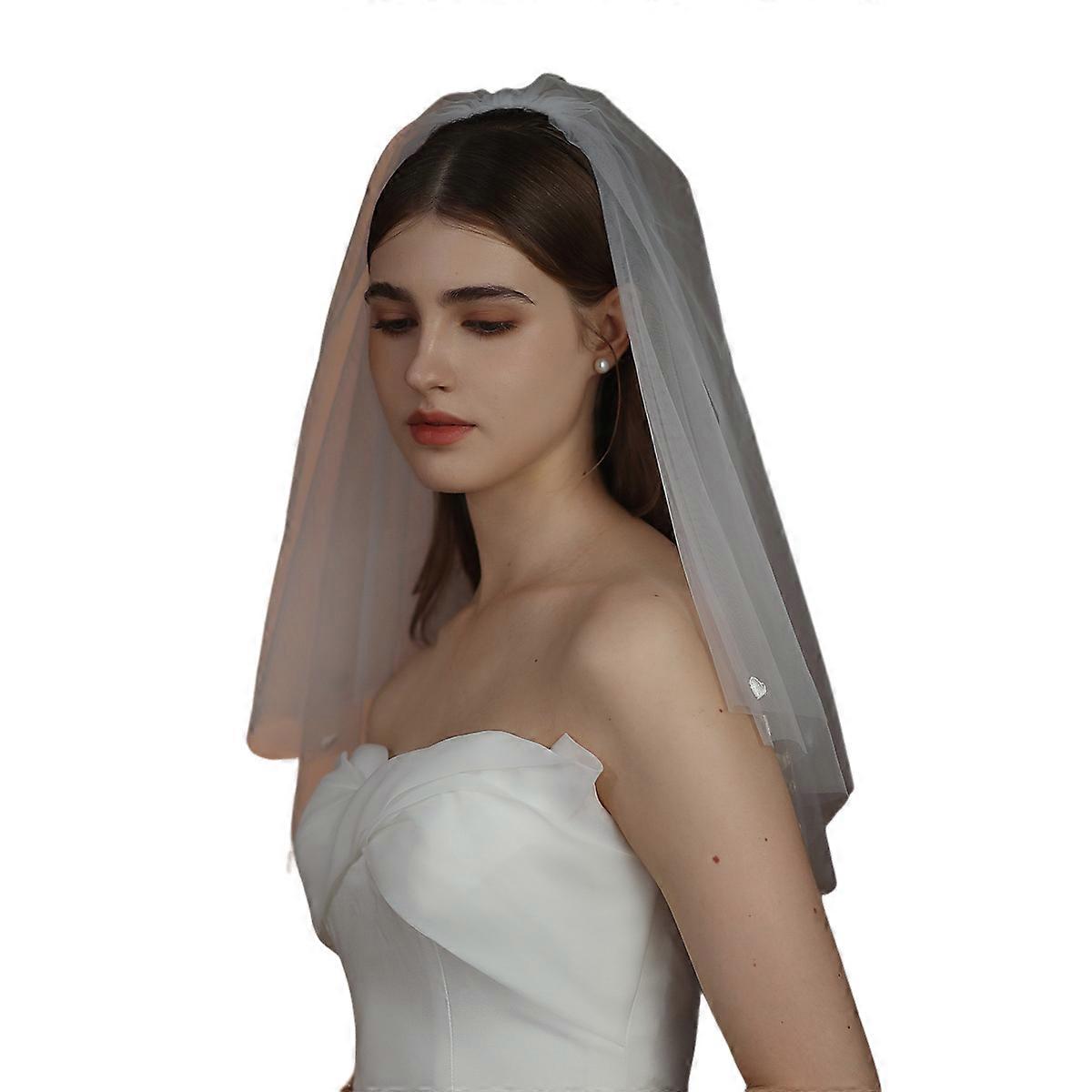 Love double veil, short, white, 1 pc.