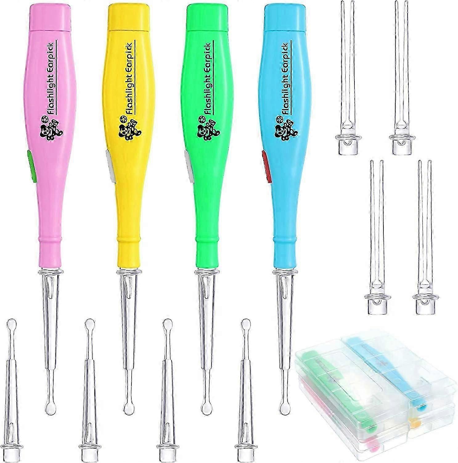 4 pcs Ear Wax Removal Tool with LED Light and Storage Case LED Earwax Spoon