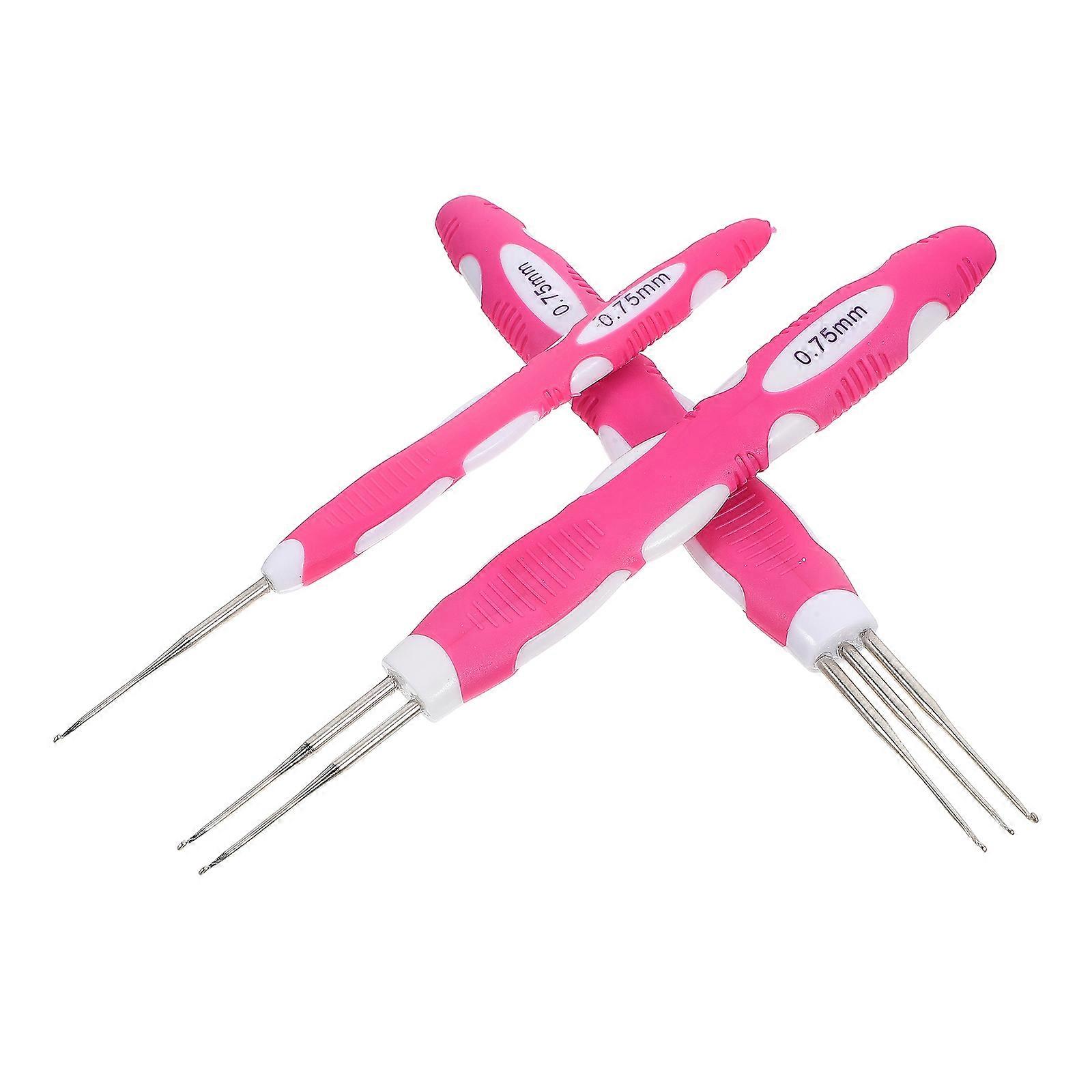 Dreadlock Crochet Hook Hair Styling Tool For Braiding Maintaining Dreadlocks Pink 3Pcs