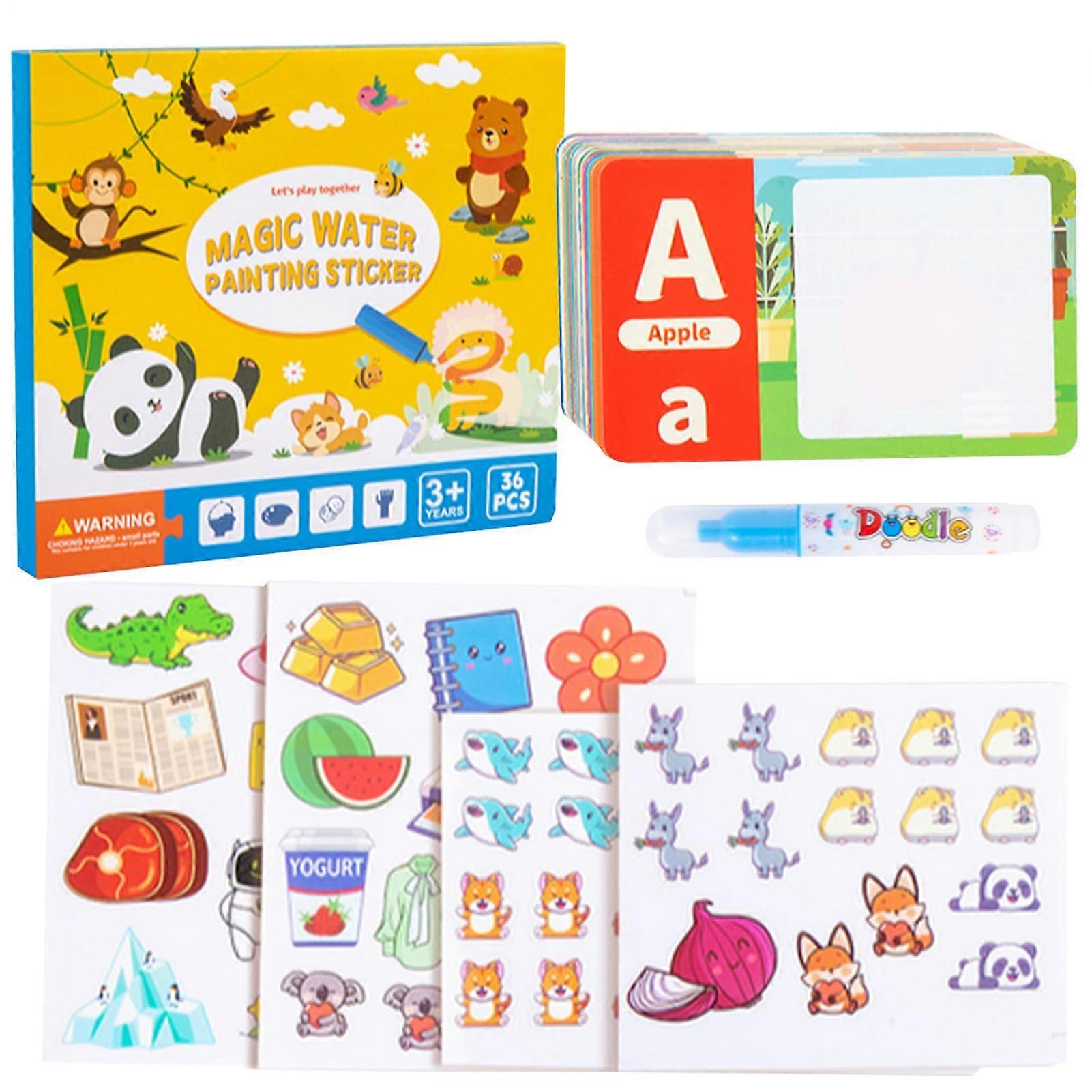 Kids Sticker Books, Water Display Sticker Book, Learning Education Toys, Reusable Fun Interactive Book Set