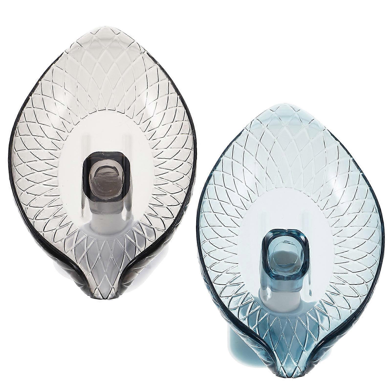 Leaf Shape Soap Holder Multifunctional Self Draining Soap Dish with Strong Suction Cups for Bathroom or Kitchen Use Transparent, Blue, Green,