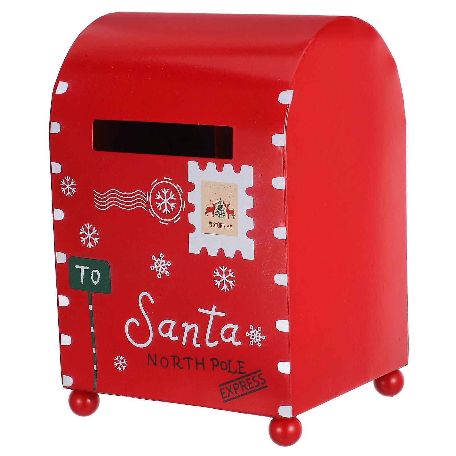 Metal Mailbox Ornament Santa Mailbox Adorn Home Decoration Christmas Mailbox 20.00X13.50X13.00CM present 1Pcs