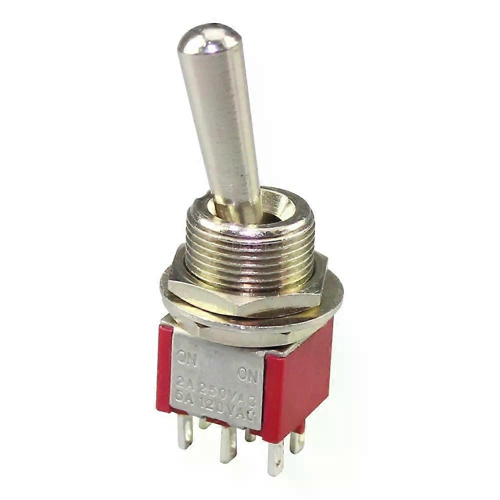 5PCS Grande Poignée Longue Mini Interrupteur À Bascule 3 Positions DPDT Verrouillage Interrupteur Momentané 12MM ON-OFF-ON DPDT MTS-203 6A 125VAC